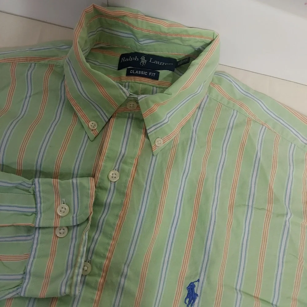 Ralph Lauren Classic Fit Striped Button Down Shirt Mens 15 1/2 34/35‎